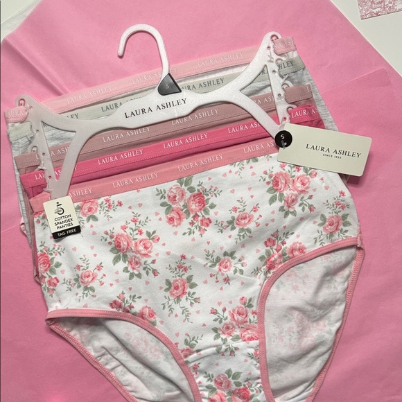 Laura Ashley Cotton Panties | High waisted Pastel | Pink Hearts Floral Bottoms - Picture 3 of 10
